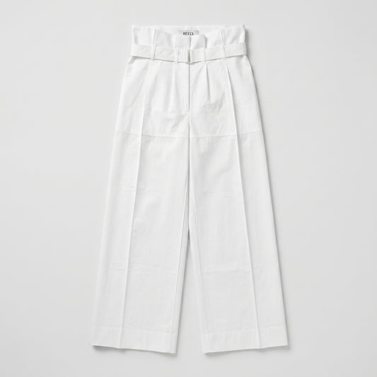 Belted High-Waisted Wide-Leg Trousers