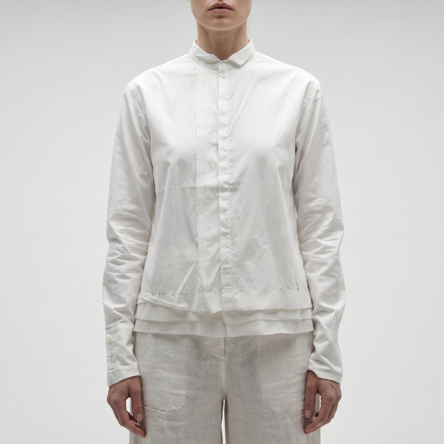 Minimalist Layered Mandarin Collar Shirt