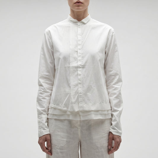 Minimalist Layered Mandarin Collar Shirt