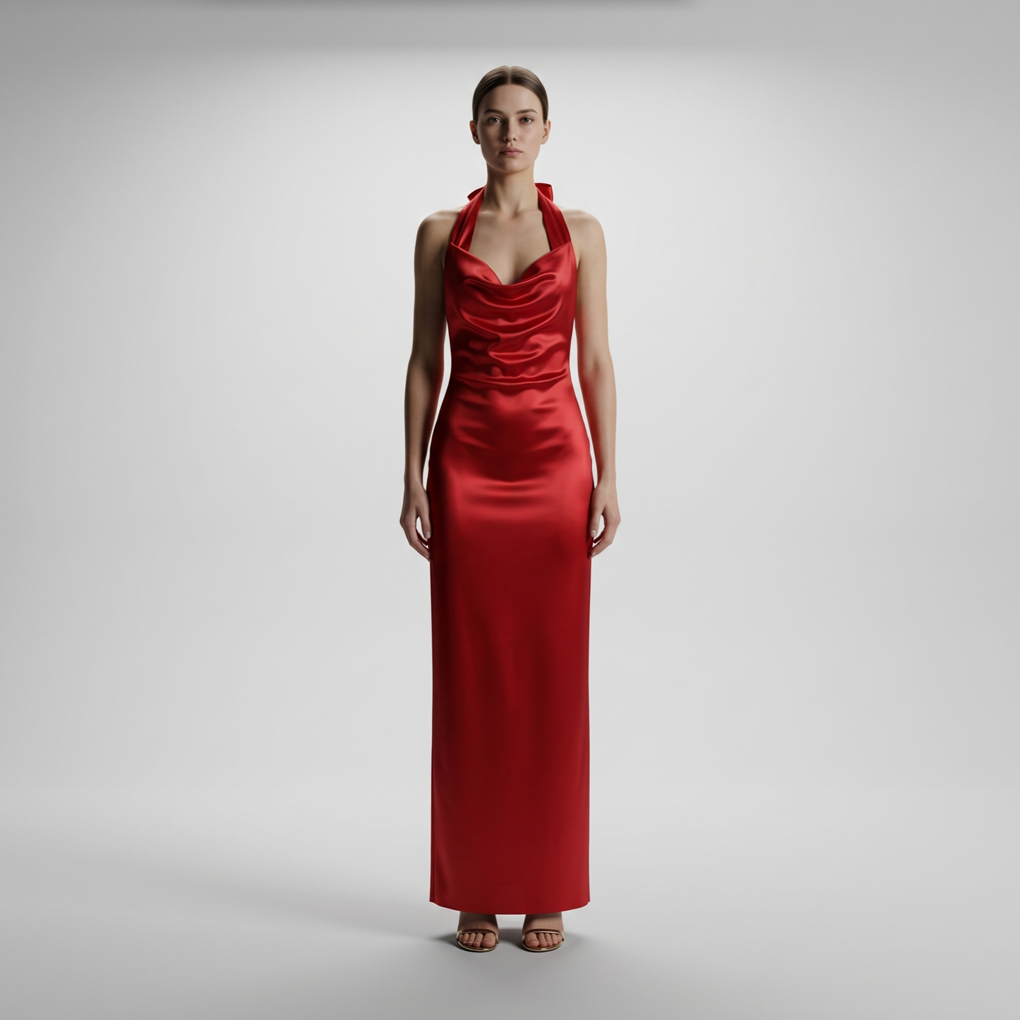 Satin Halter Neck Maxi Dress