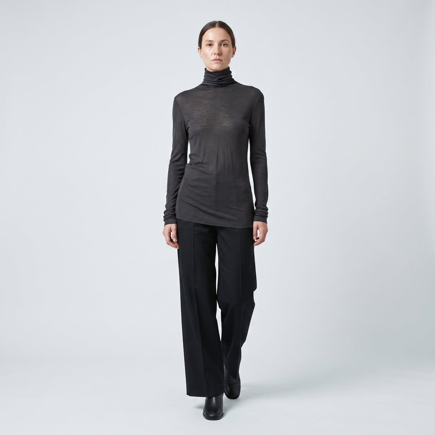 Essential Charcoal Turtleneck Top