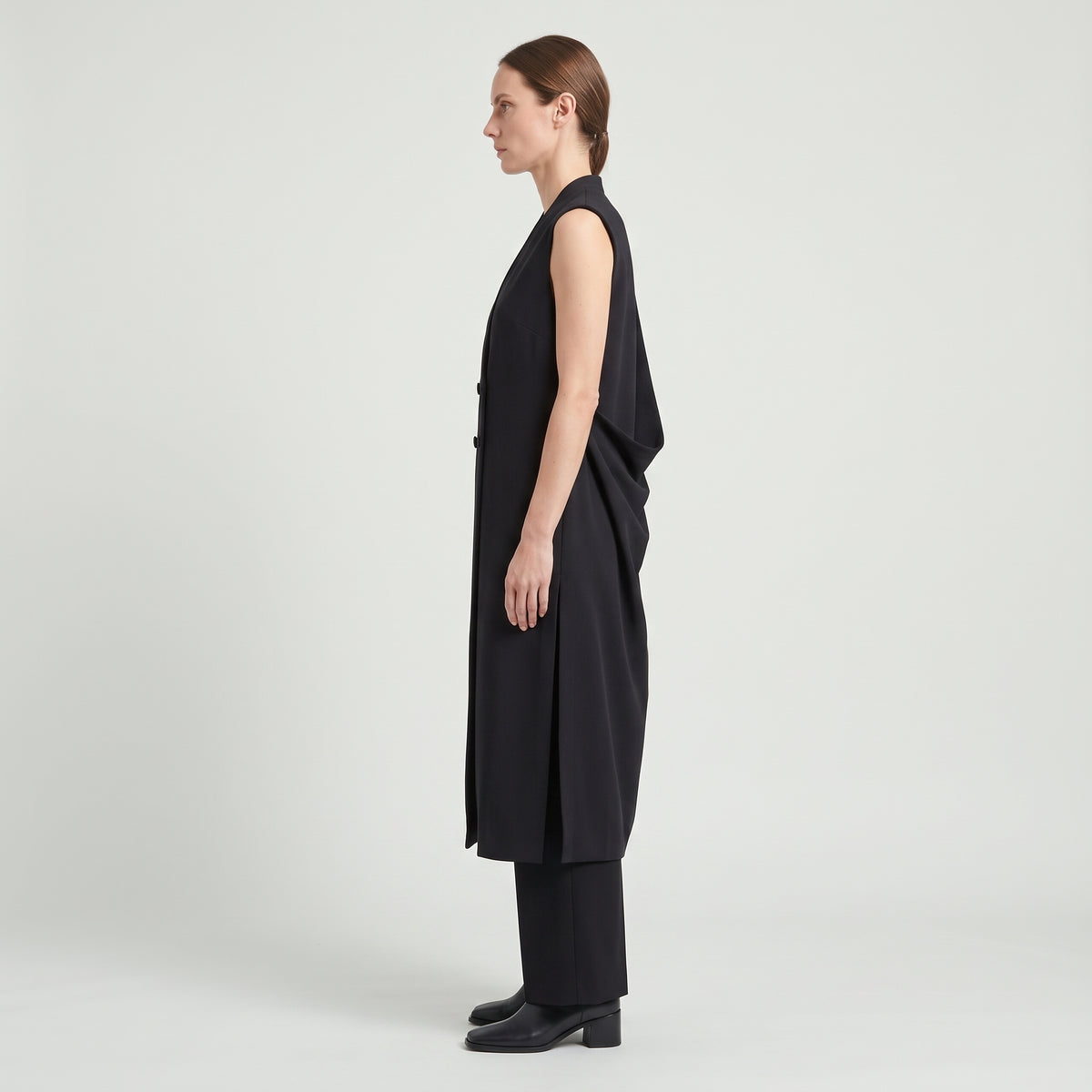 Tailored Double-Breasted Black Vest