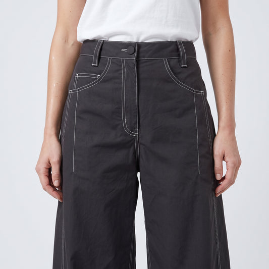 Contrast Stitch Wide Leg Trousers