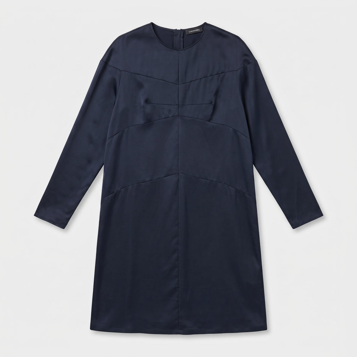 Minimalist Navy Satin Shift Dress
