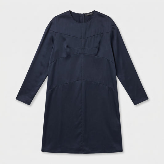 Minimalist Navy Satin Shift Dress