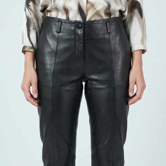 Sleek Paneled Leather Trousers
