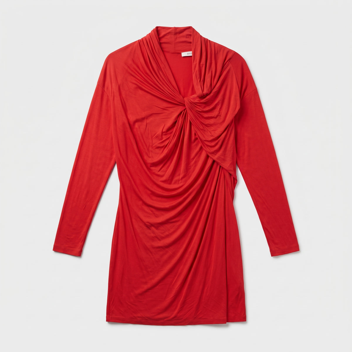 Ruched Knot Detail Red Top