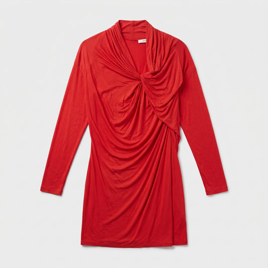 Ruched Knot Detail Red Top