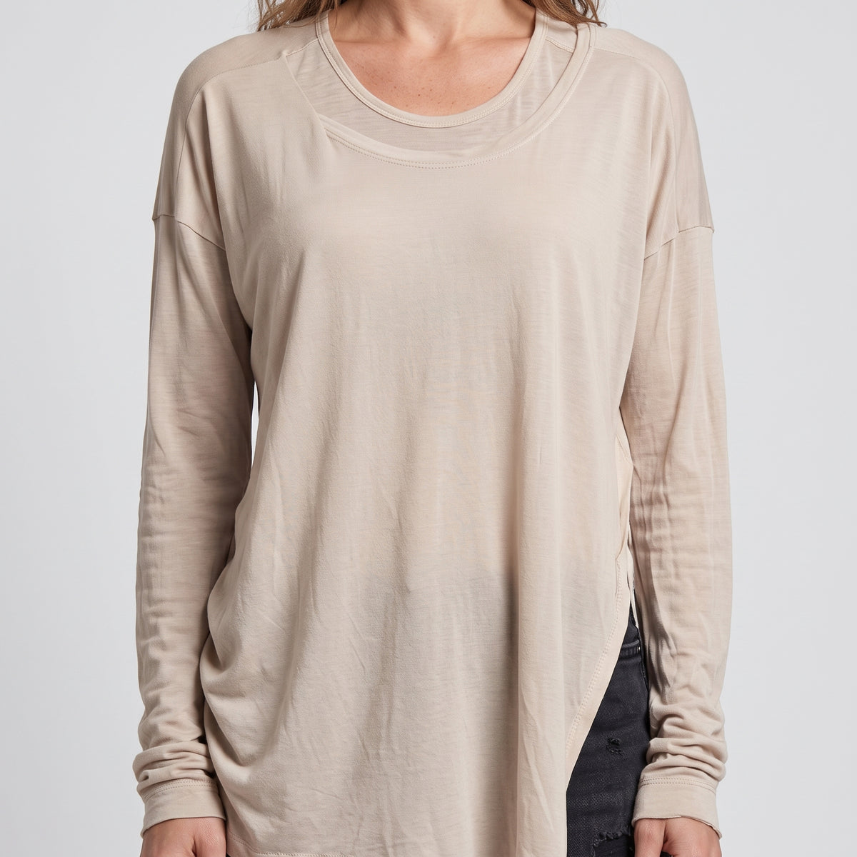 Layered Hem Long Sleeve Tee