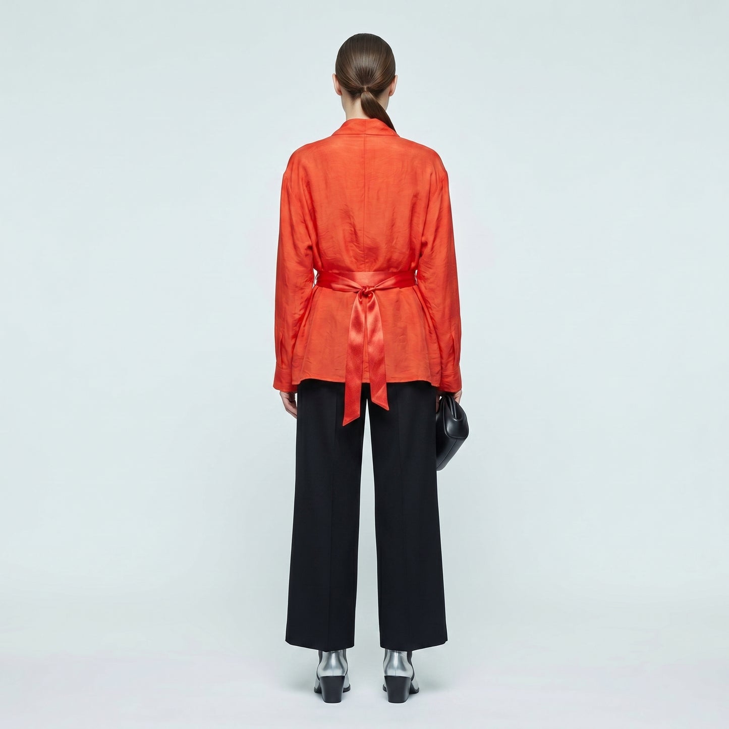 Vibrant Orange Kimono Wrap Top