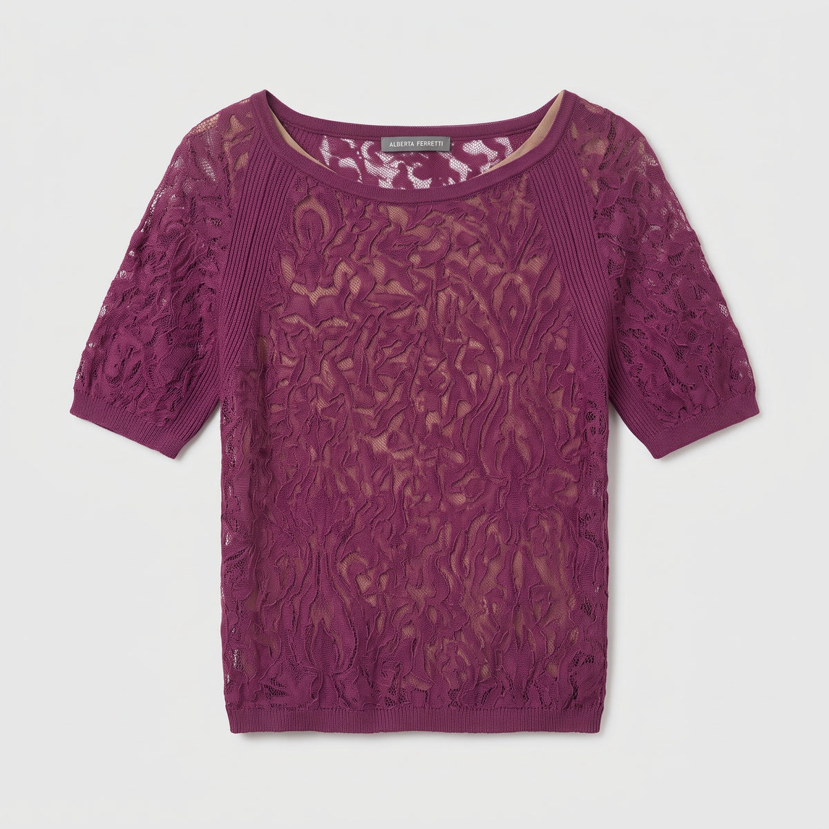 Elegant Burgundy Floral Lace Top