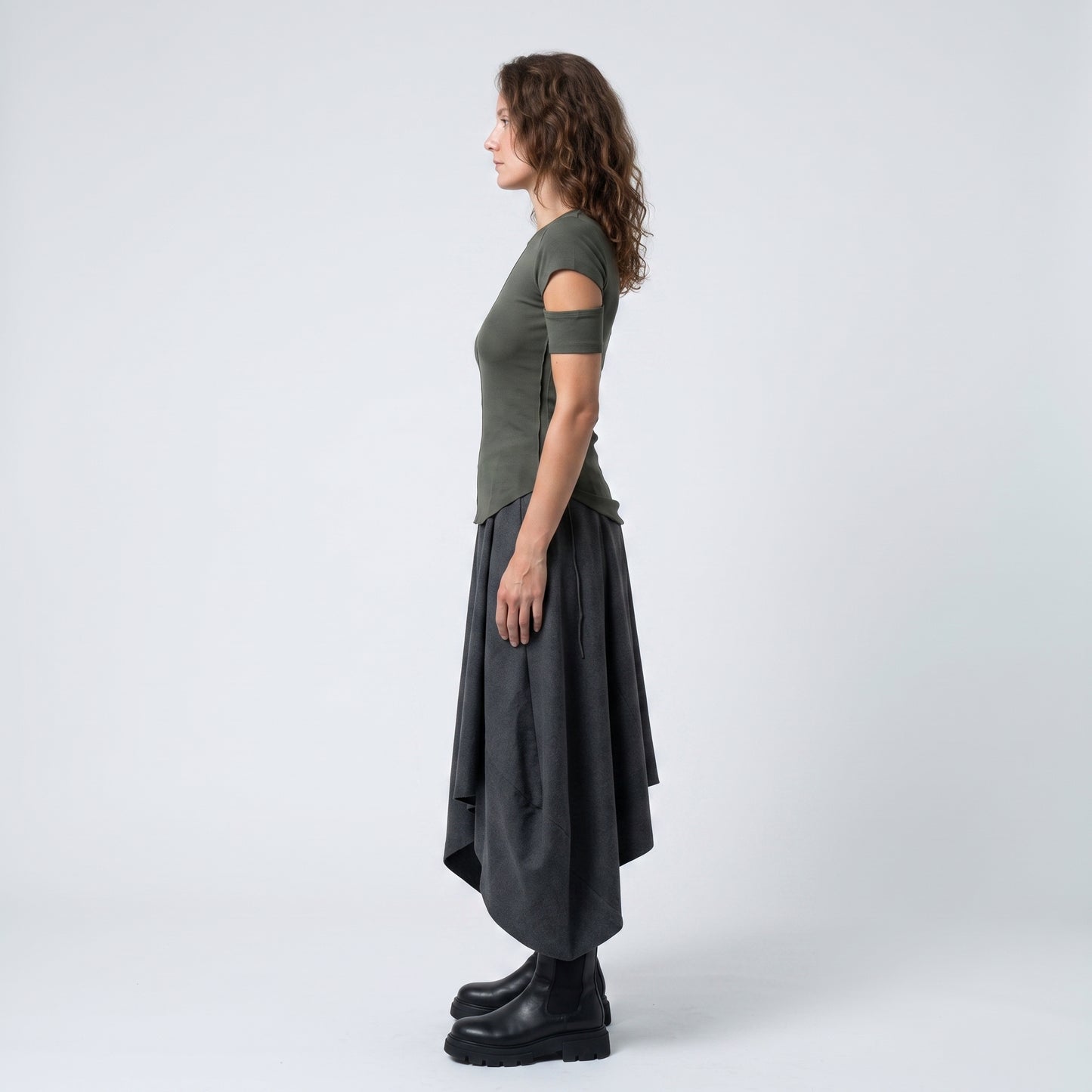 Ribbed Cutout Shoulder Top