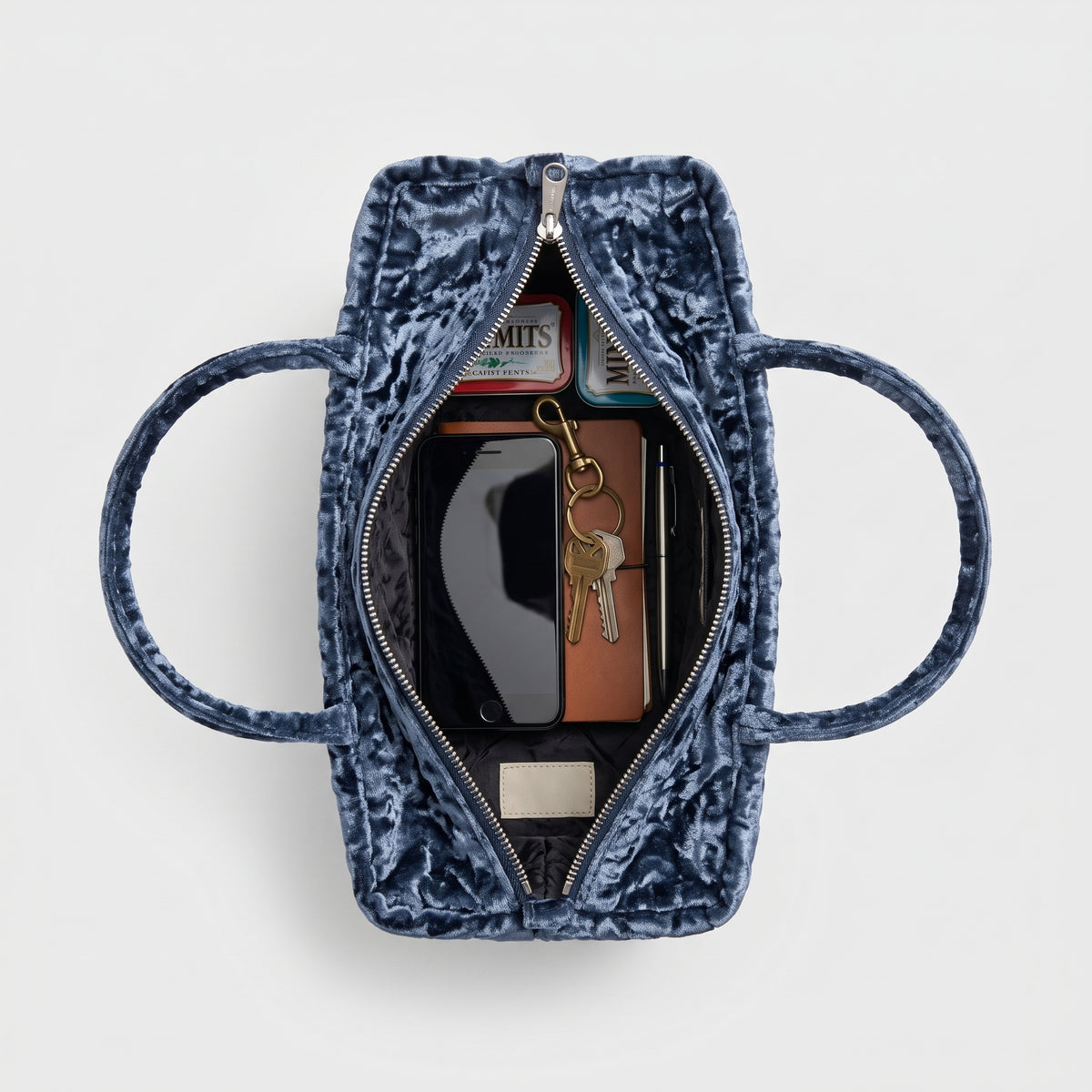 Crushed Velvet Top Handle Bag