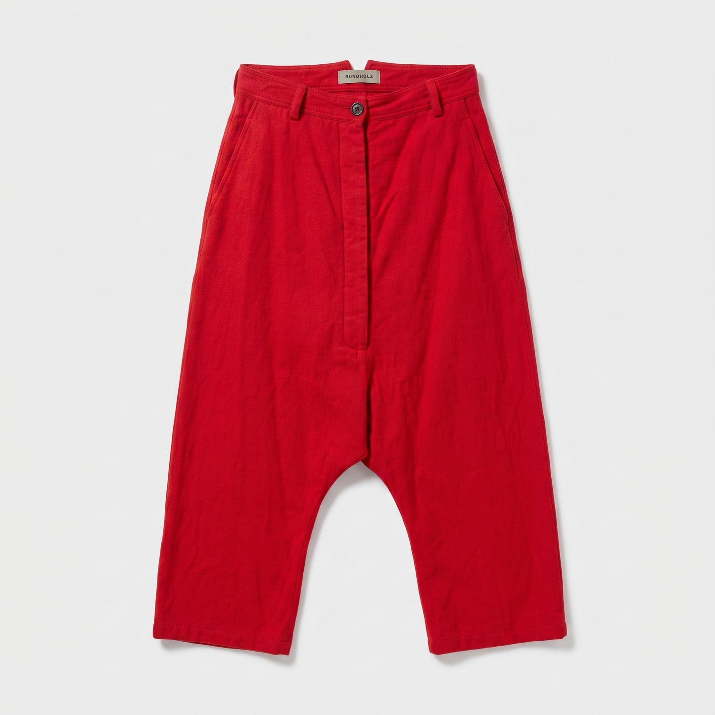 Bold Red Drop-Crotch Trousers