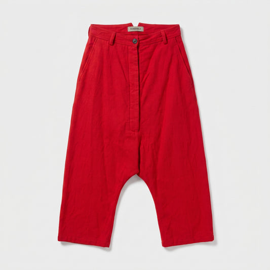 Bold Red Drop-Crotch Trousers