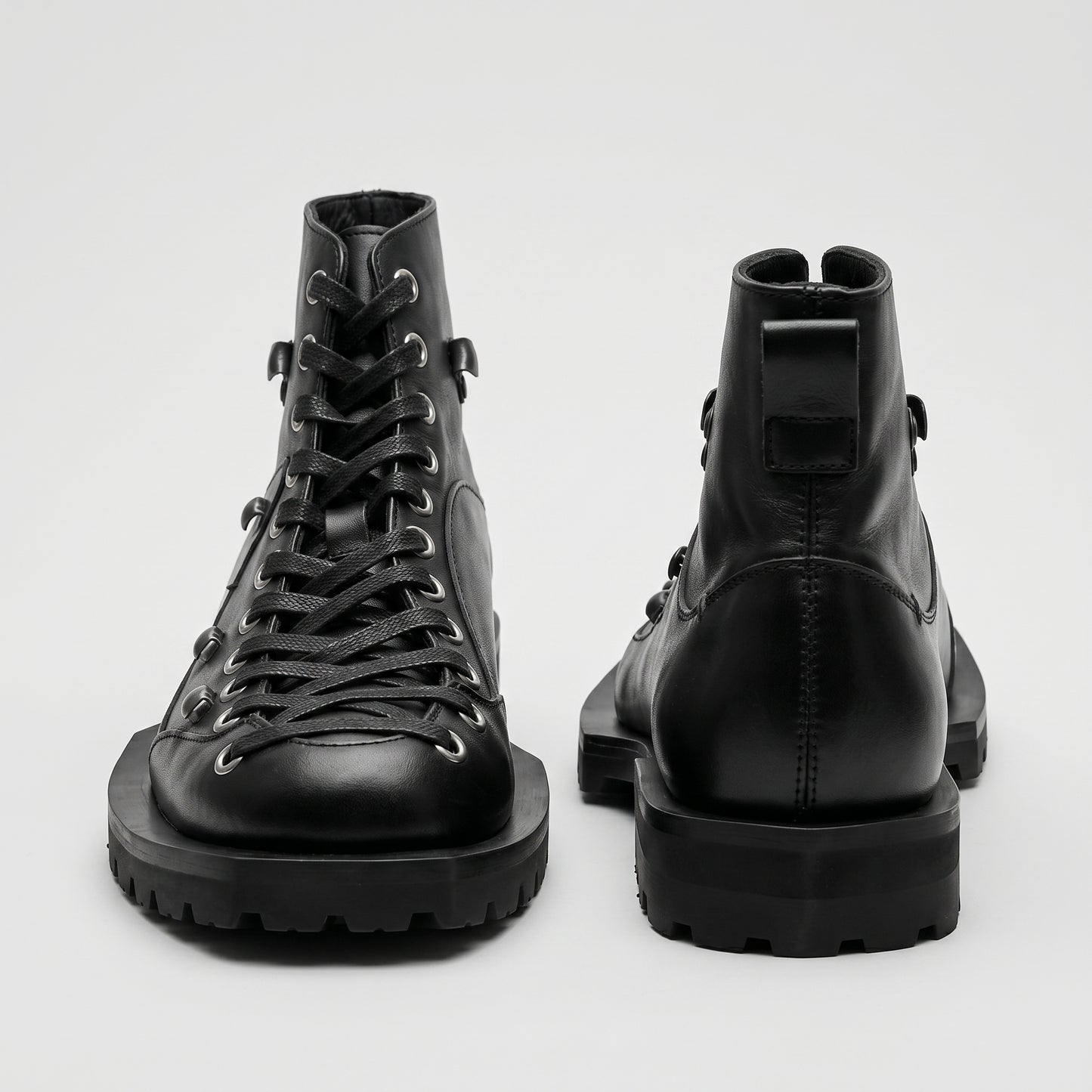 Chunky Leather Lug Sole Boots