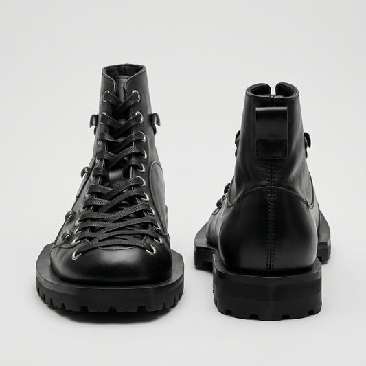 Chunky Leather Lug Sole Boots