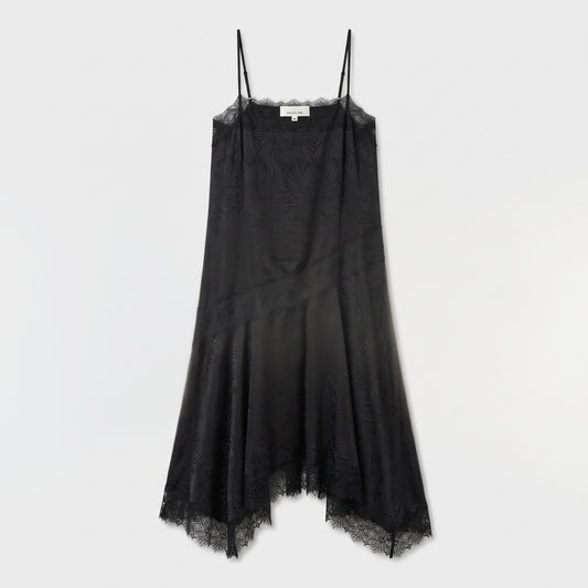 Lace Trimmed Silk Camisole Dress