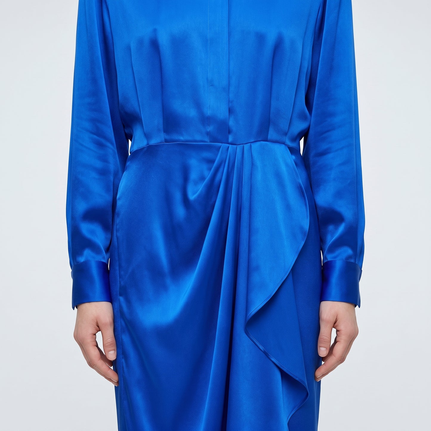 Royal Blue Satin Midi Dress