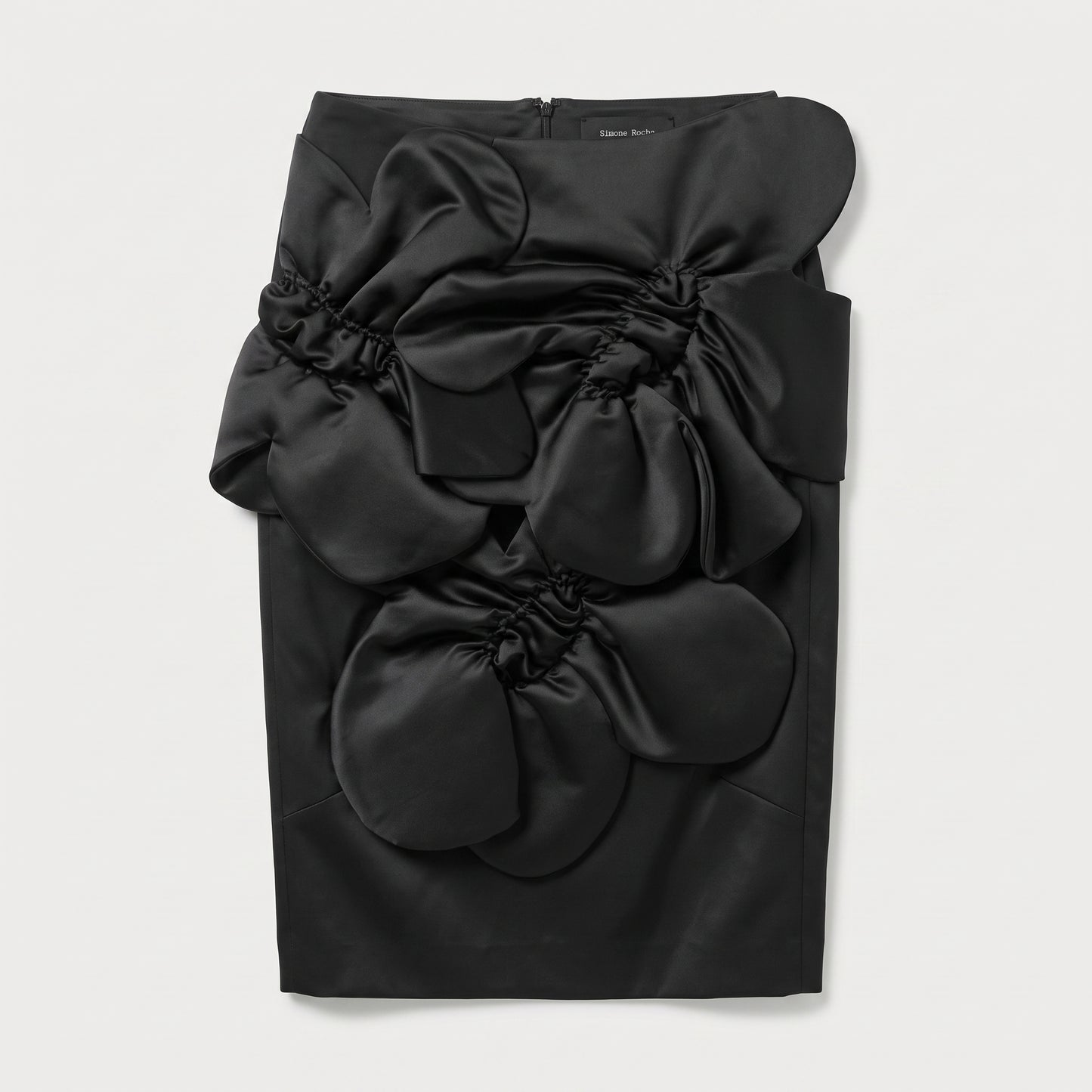Floral Applique Black Pencil Skirt