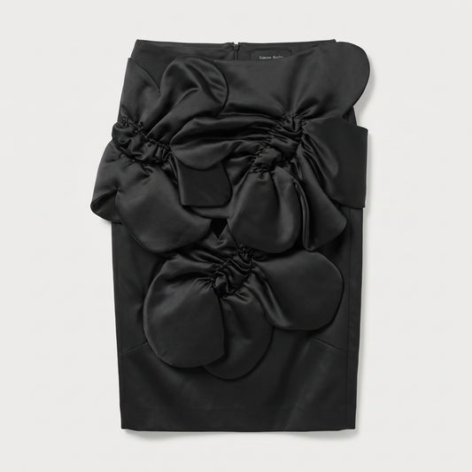 Floral Applique Black Pencil Skirt
