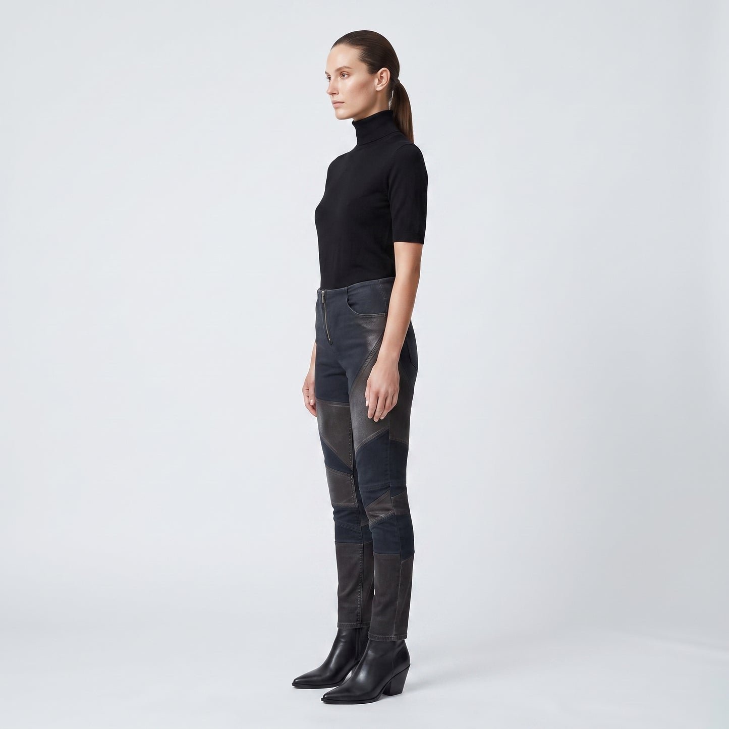Patchwork Denim Skinny Jeans