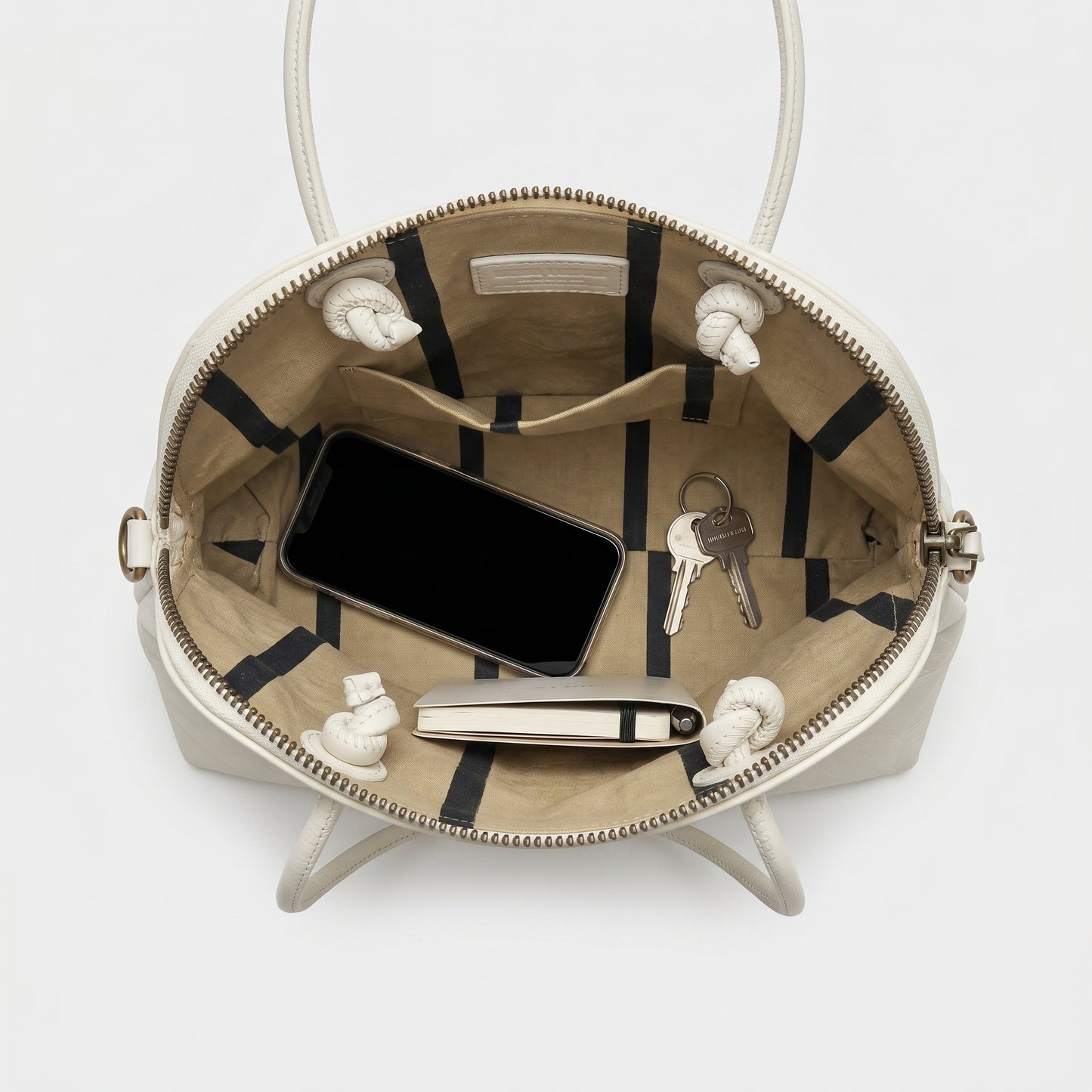 Structured Leather Top Handle Bag