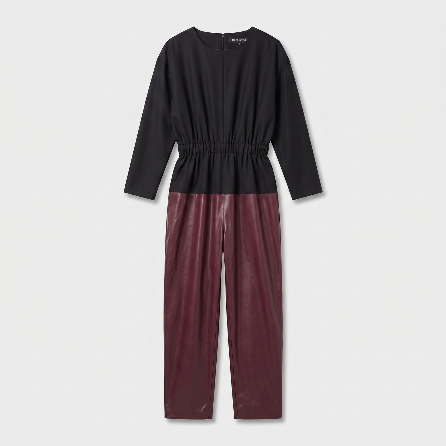 Colorblocked Leather Detail Jumpsuit