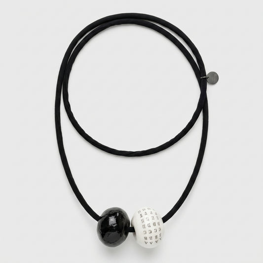 Monochrome Sculptural Bead Necklace