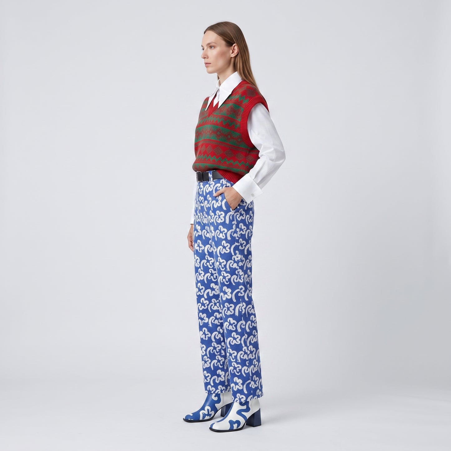 Floral Print Tailored Trousers