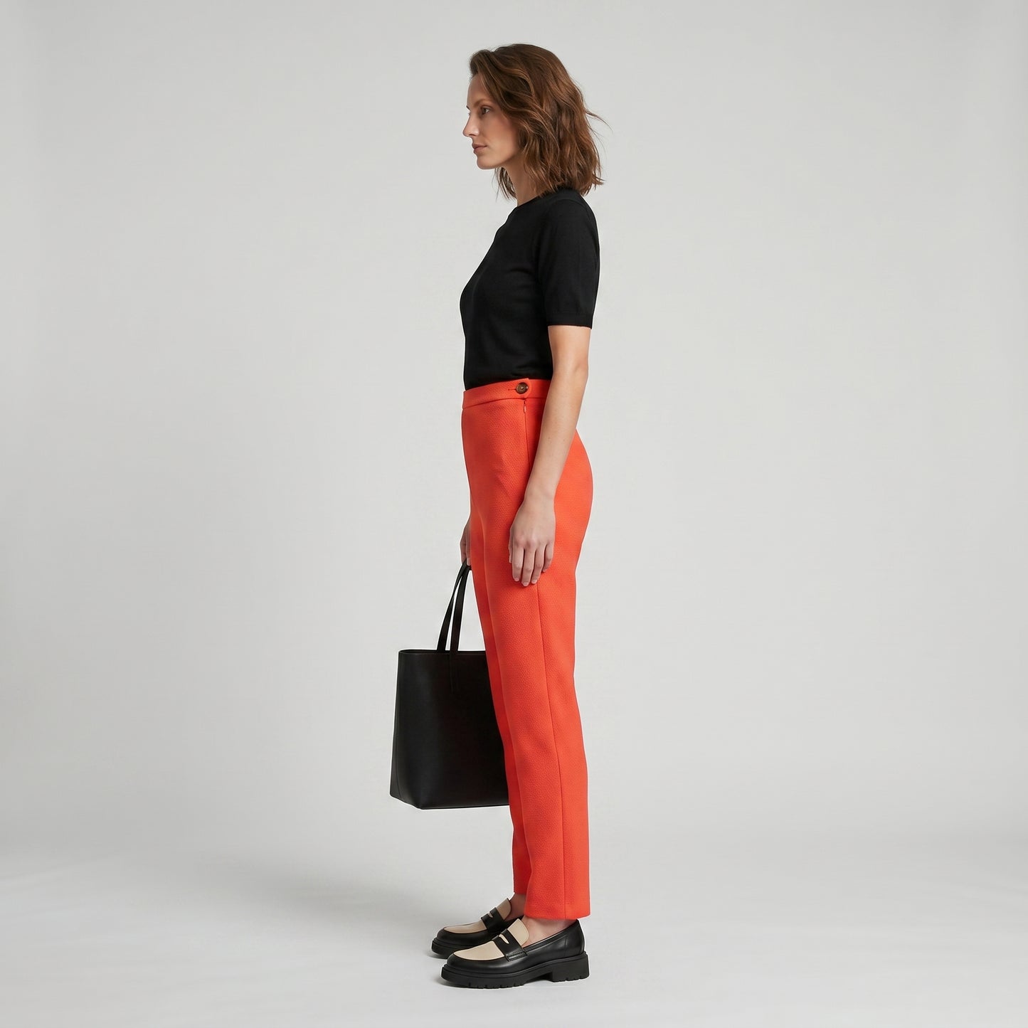 Tailored Textured Coral Trousers