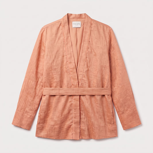 Textured Belted Wrap Jacket