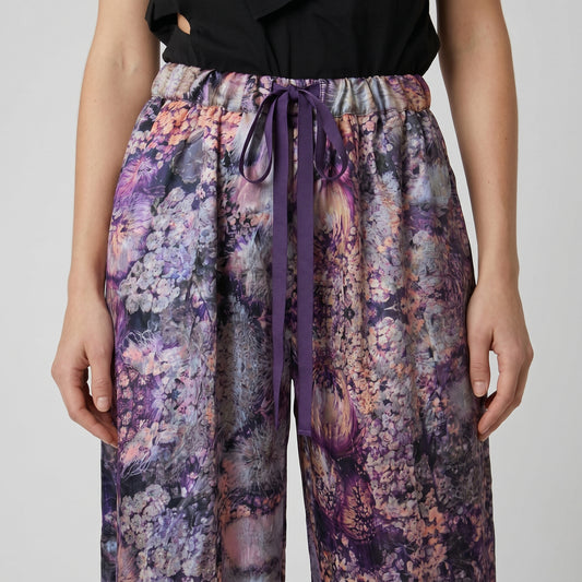 Floral Satin Drawstring Trousers
