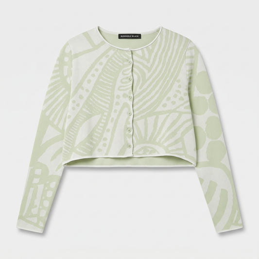 Abstract Print Cropped Cardigan