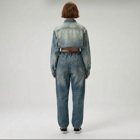 Distressed Cropped Denim Jacket
