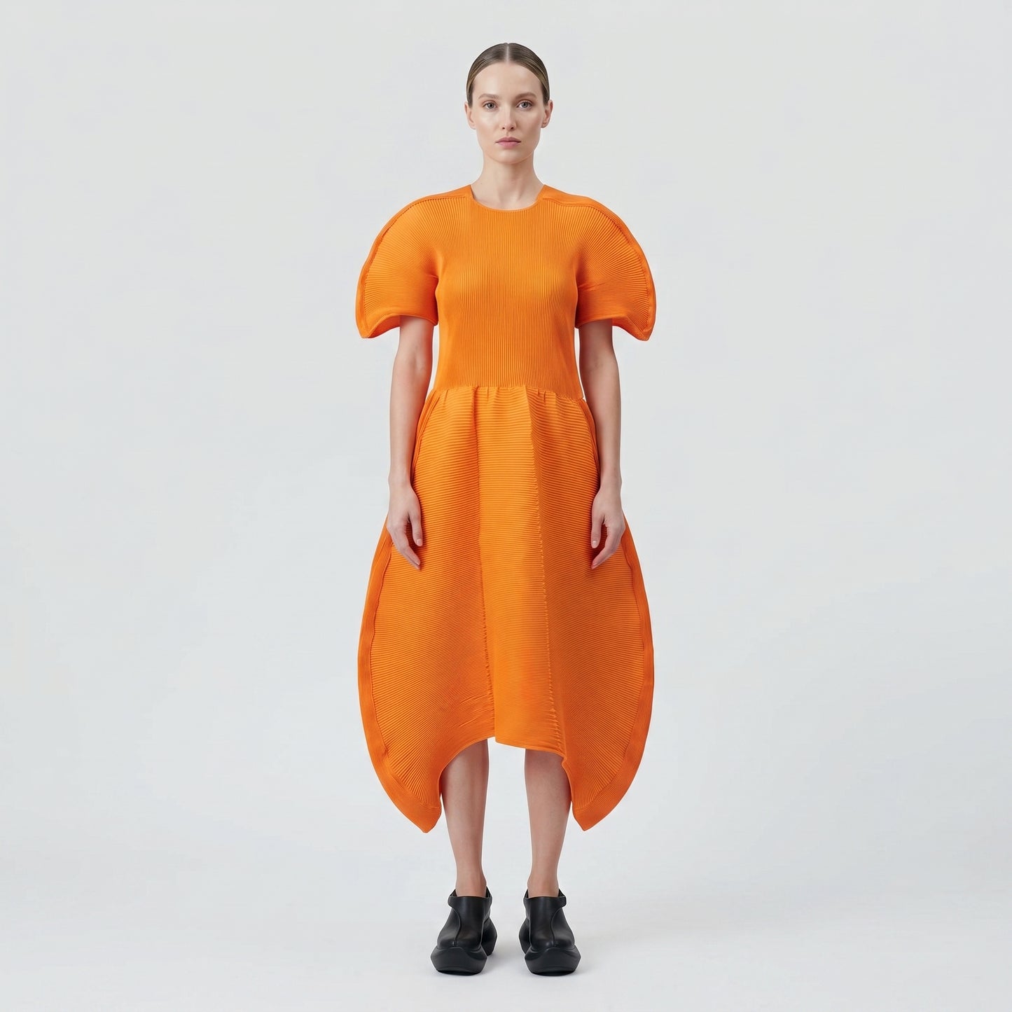 Orange Sculptural Knit Dress
