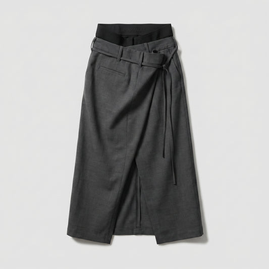Double Waistband Midi Wrap Skirt