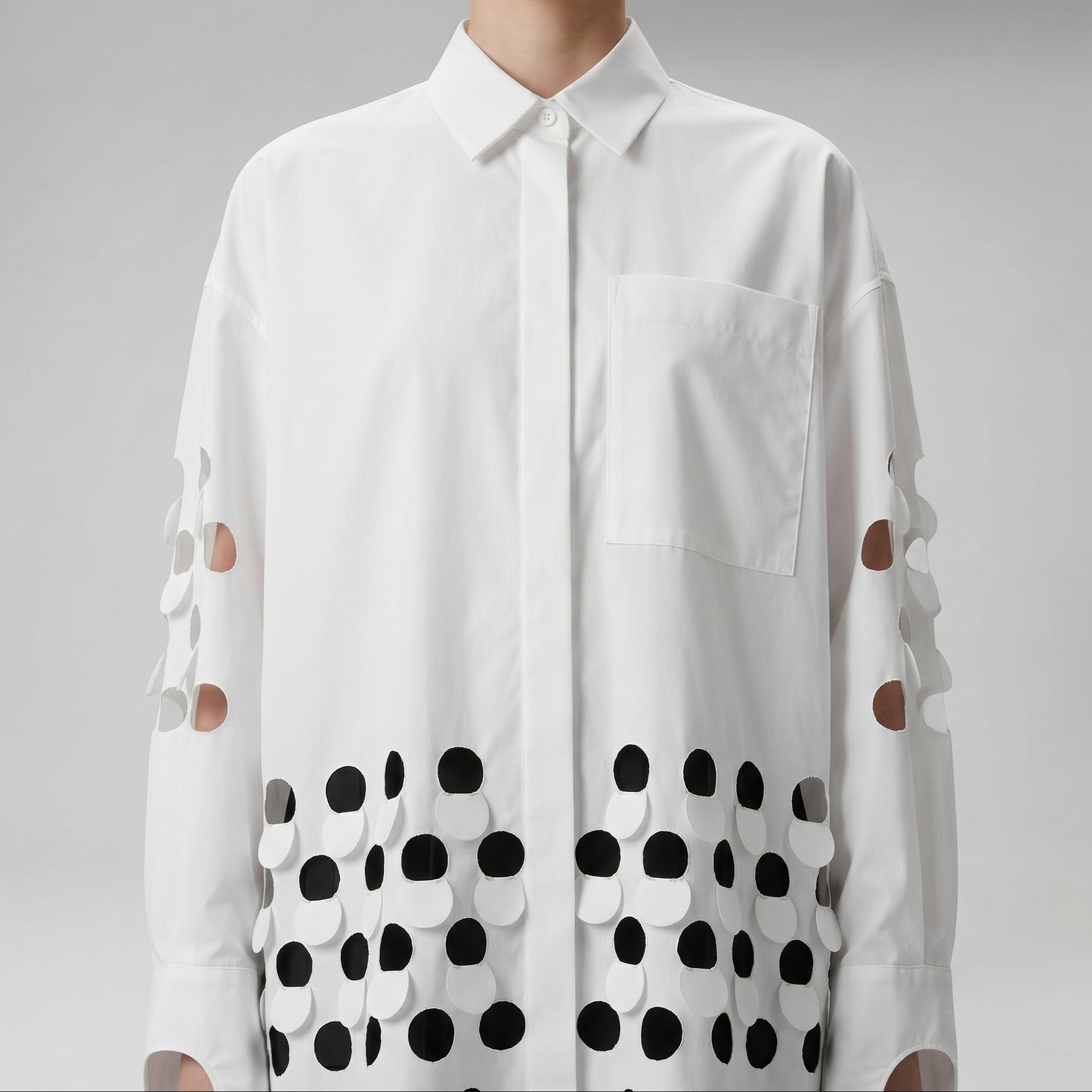 Cutout Detail Cotton Poplin Shirt