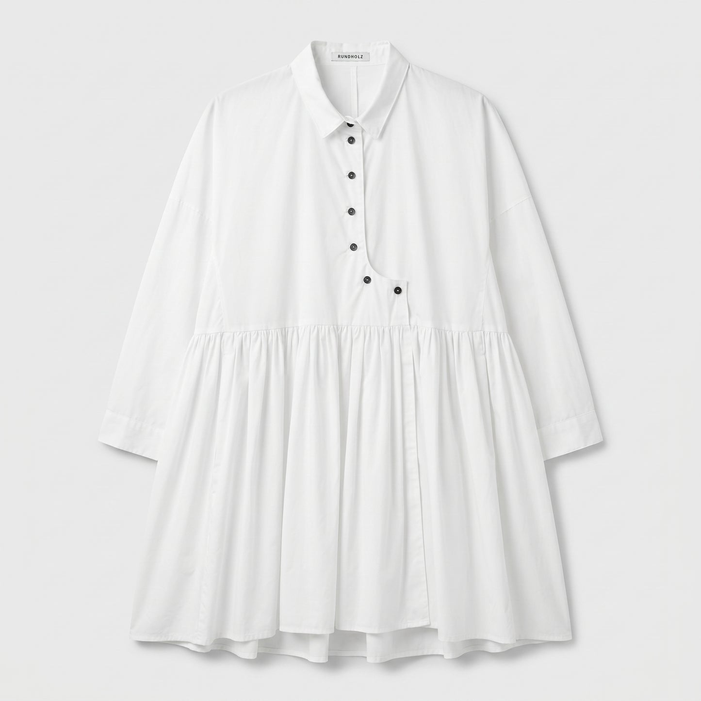 Asymmetric Pleated Cotton Shirt