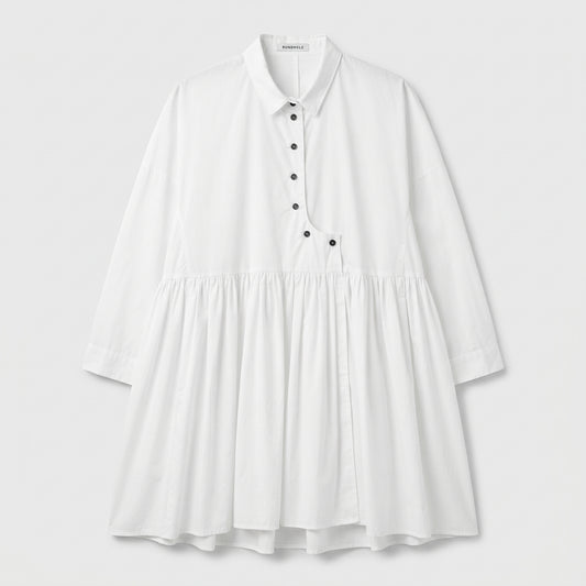 Asymmetric Pleated Cotton Shirt