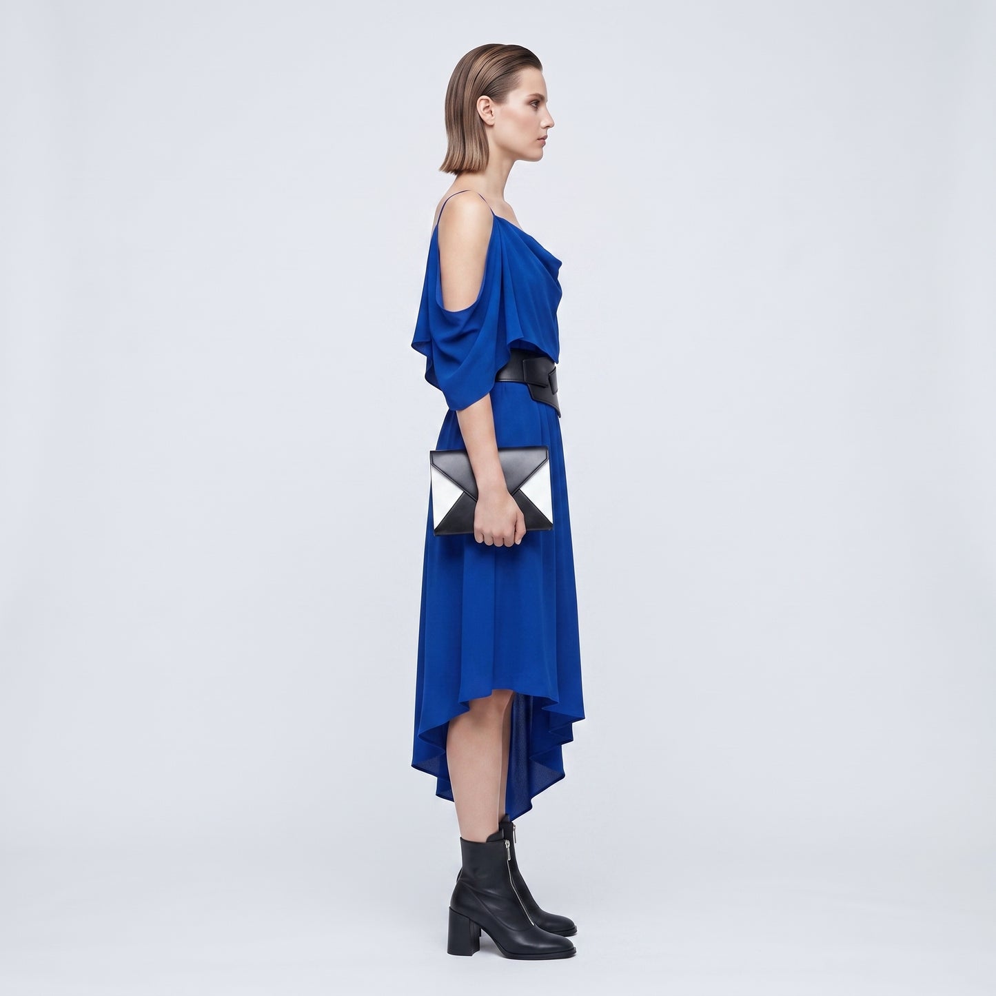 Asymmetric Cold Shoulder Soft Dress