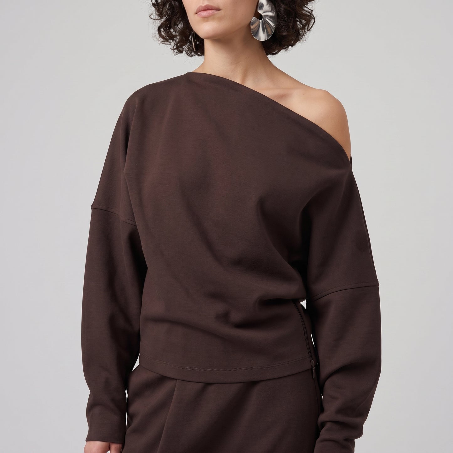 Minimalist Chocolate Boatneck Pullover
