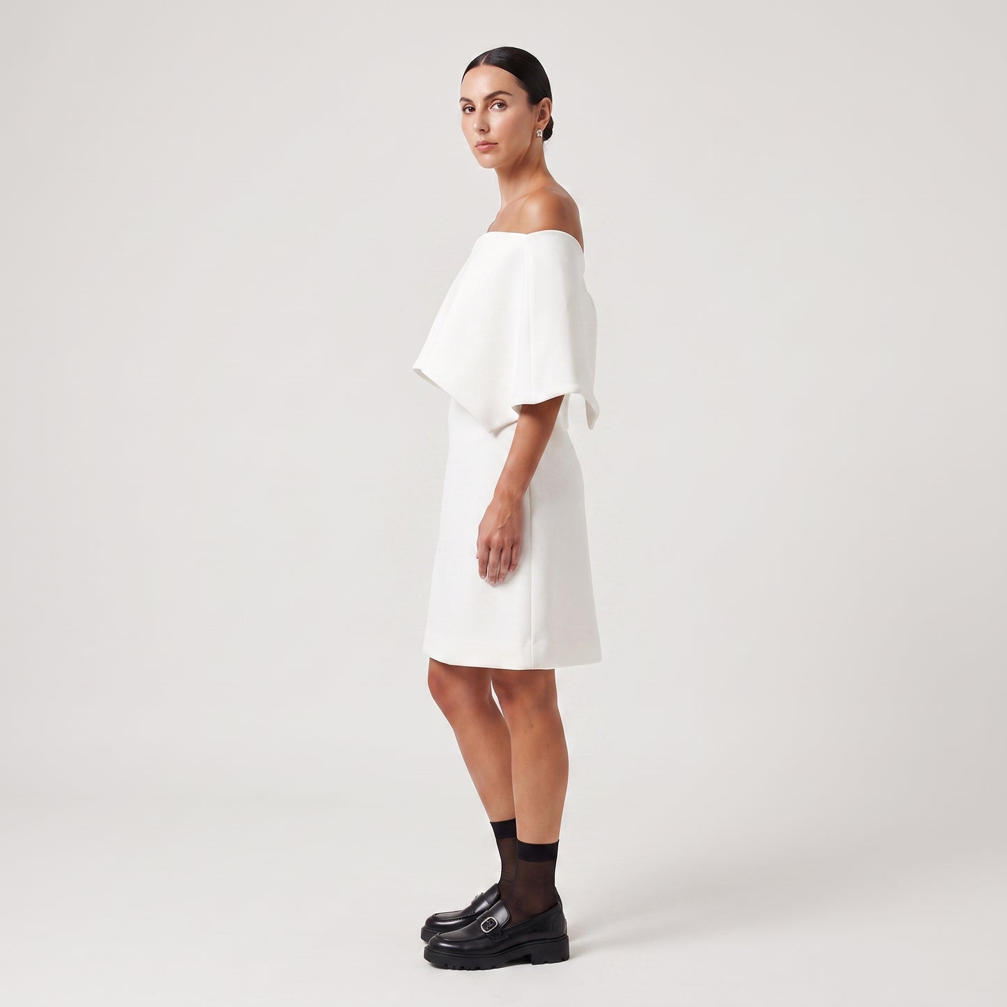 Off-Shoulder Architectural White Top