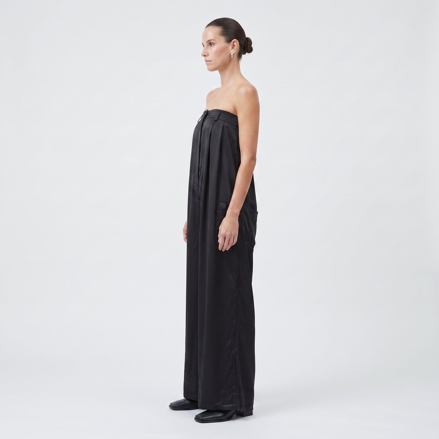 High-Waisted Satin Wide-Leg Trousers