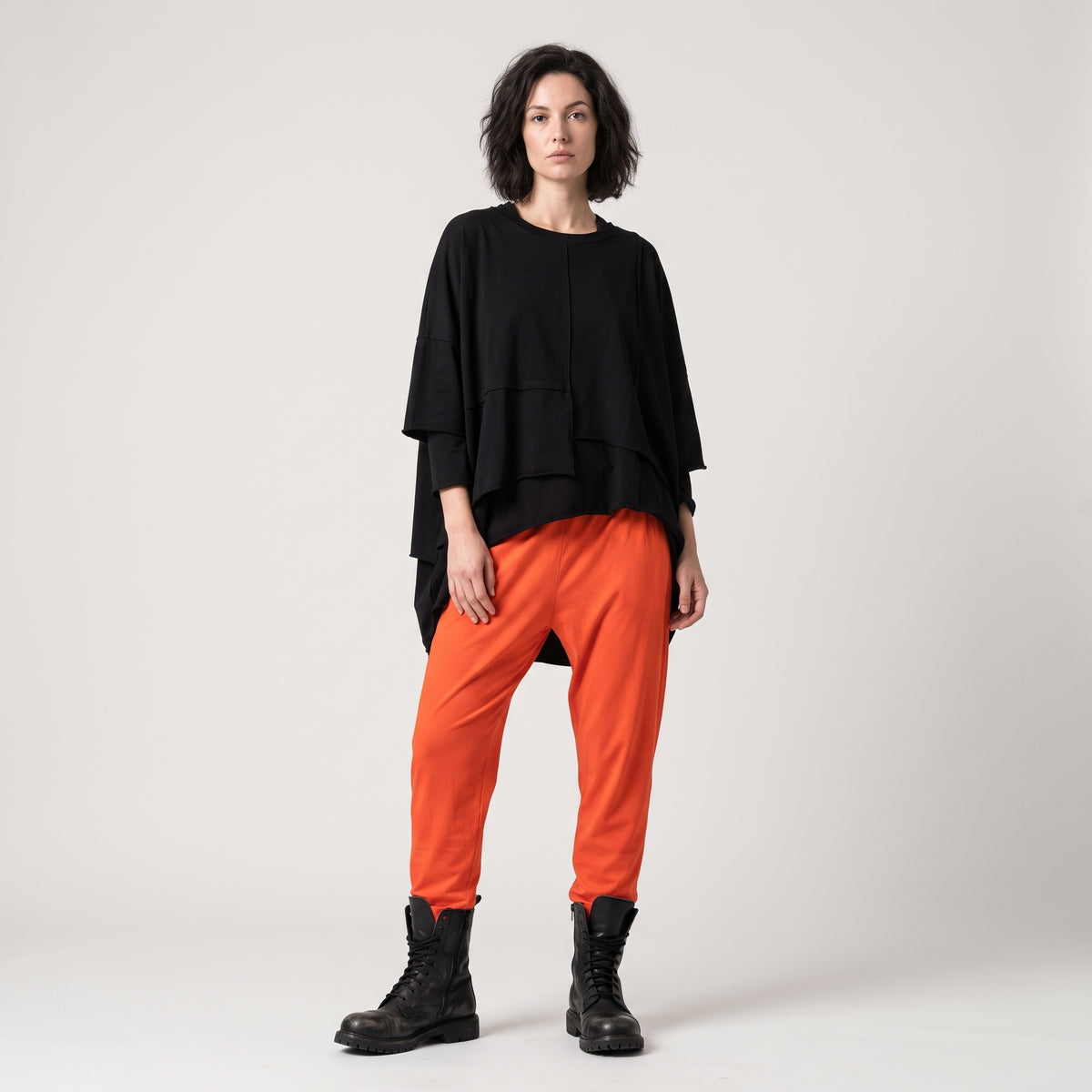 Vibrant Orange Elastic Waist Trousers