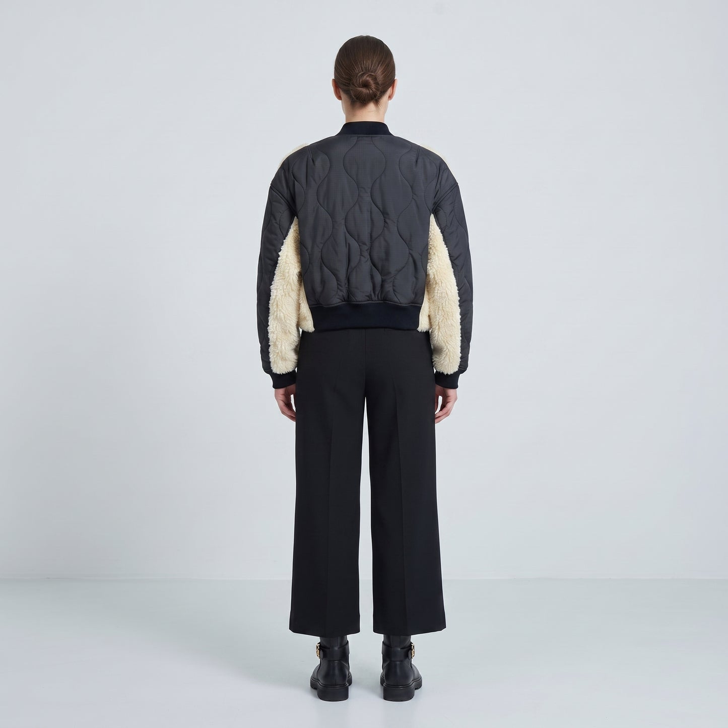 Quilted Sherpa Contrast Bomber Jacket