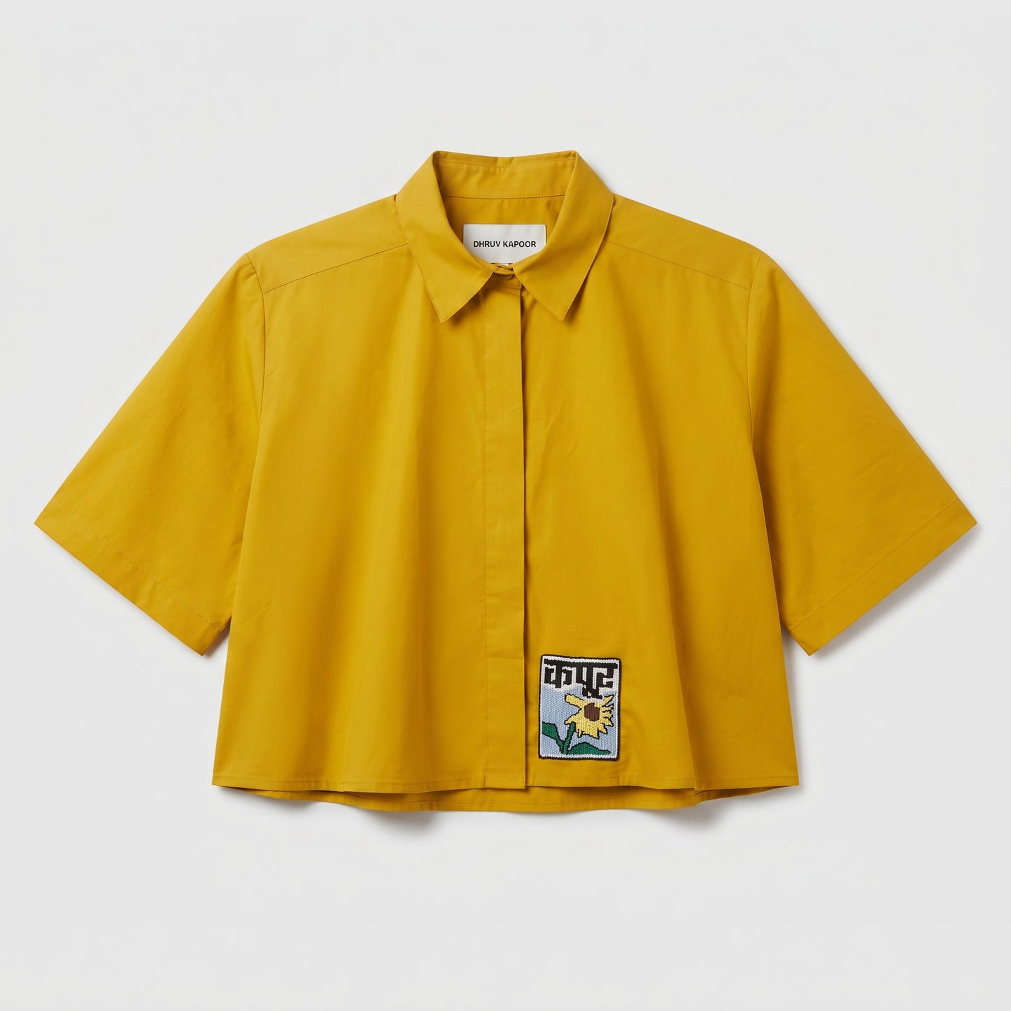 Mustard Cropped Cotton Shirt