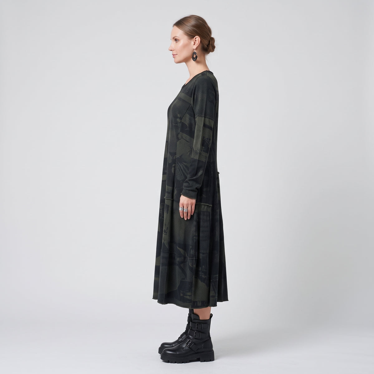 Abstract Print Long Sleeve Dress
