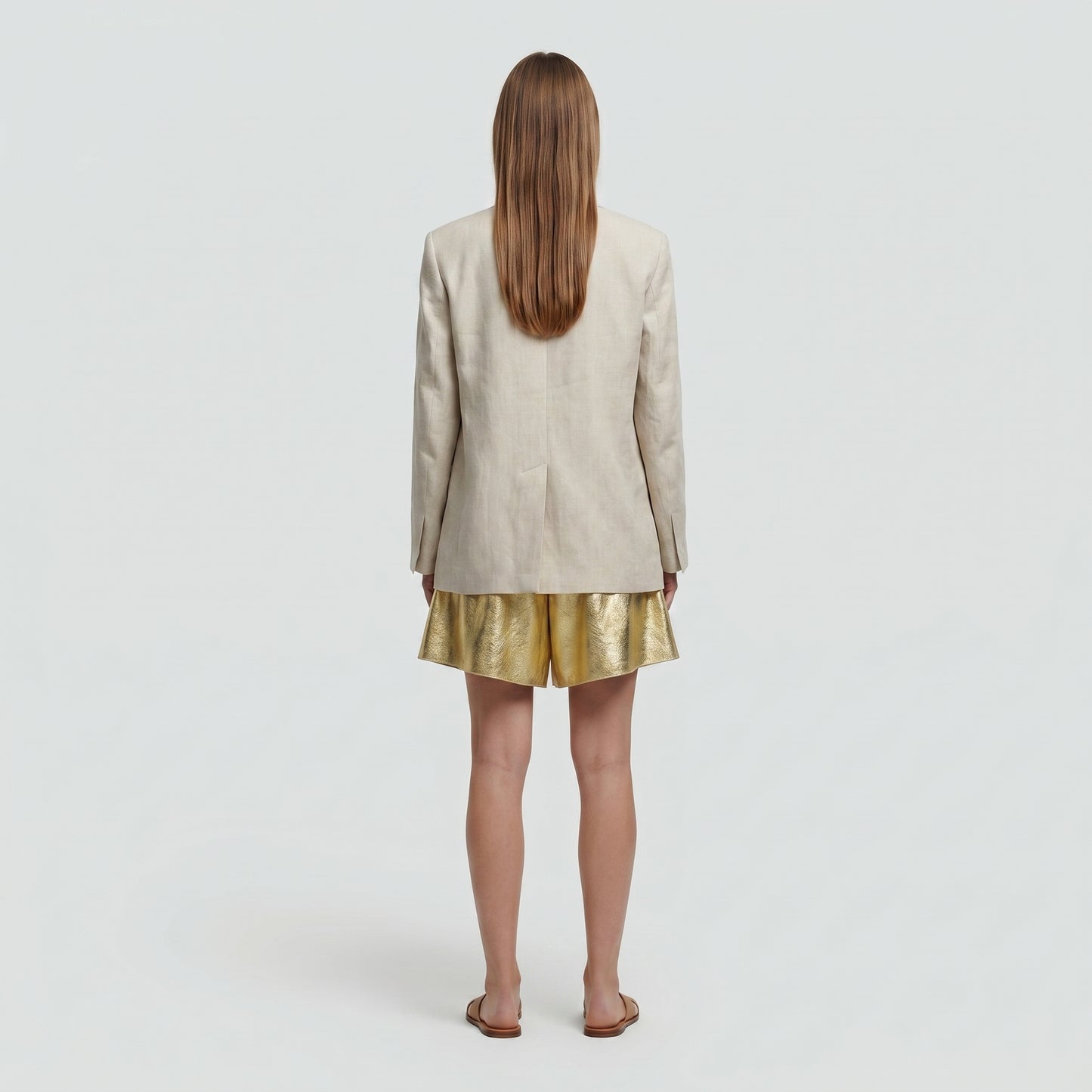 Metallic Gold High-Waist Shorts