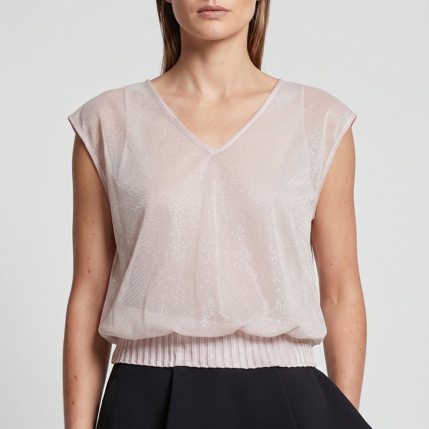Pink Shimmer Sleeveless Blouse